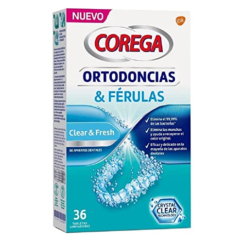 Corega Tabletas Limpiadoras para Férula Dental y Ortodoncia, Limpieza Rápida y Fácil de Usar, 36 Tabletas