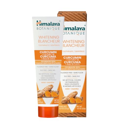 Himalaya Whitening Antiplaque Toothpaste with Turmeric + Coconut Oil for Brighter Teeth, 4.0 oz (113 g)